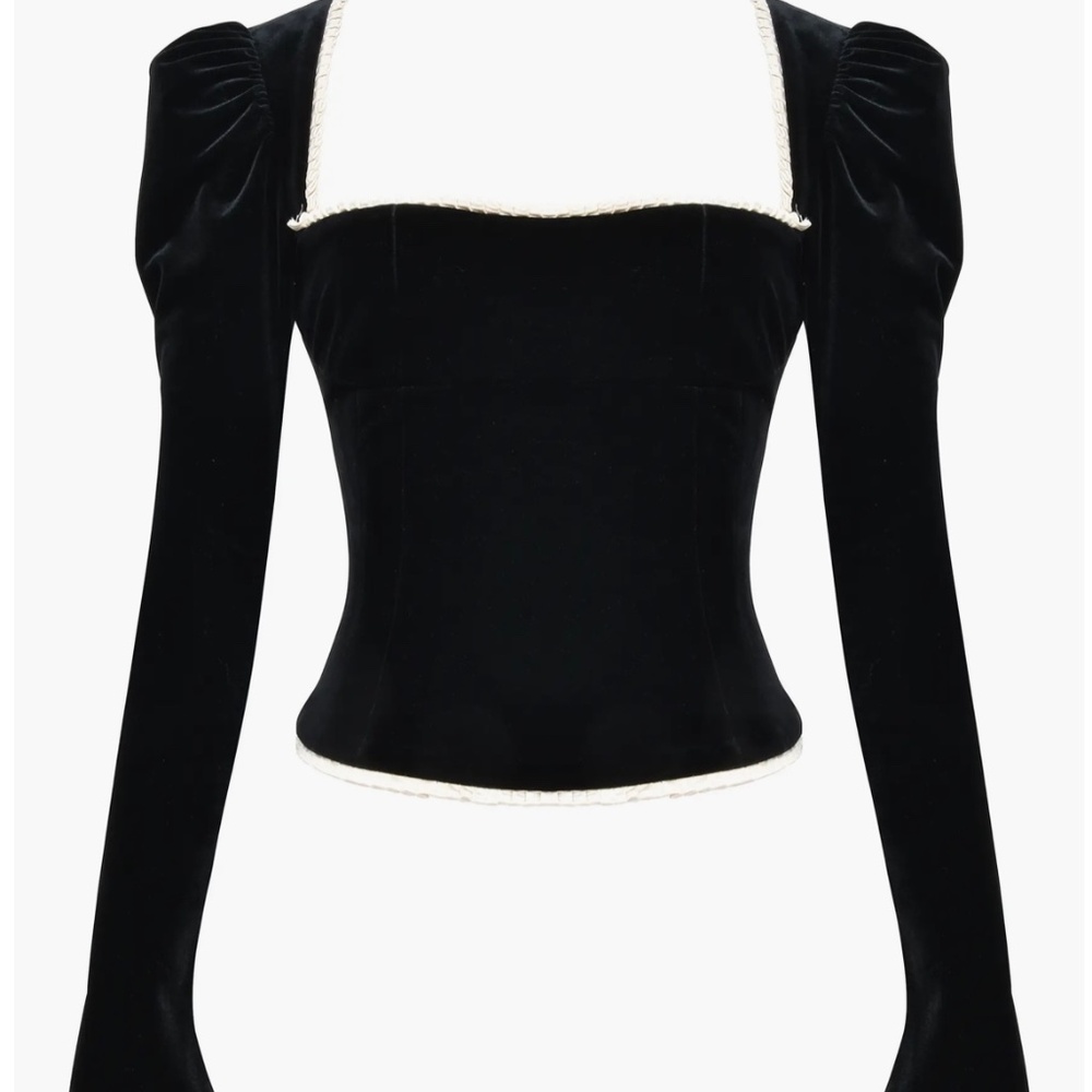 House of CB Noa Puff Shoulder Velvet Top